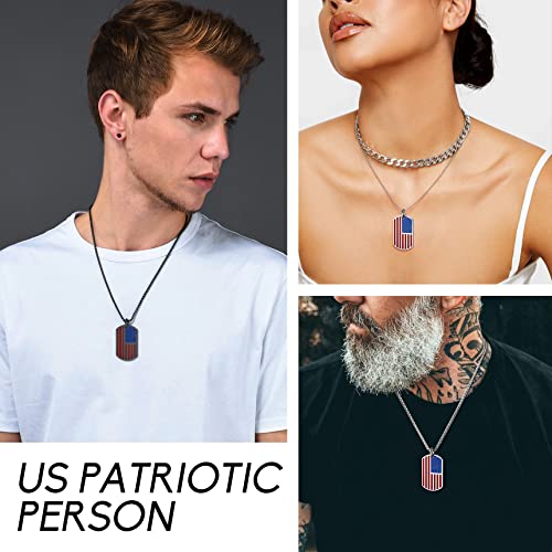 Bestyle Black American Flag Usa Patriot Necklace, Stainless Steel Cool Us National Flag Tag Pendant For Boys Men, Great Gift For Join The Army Party #TOP1