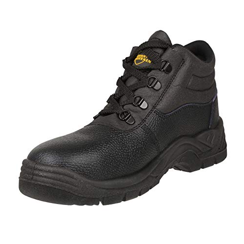 Iron Mountain Unisex-Arbeitssicherheitsstiefel S3 SRC, Leder mit Stahlkappe und Stahlzwischensohle, Chukka-Arbeitsstiefel, rutschfest, antistatisch, robuste Arbeitsstiefel, Schwarz, EU 45