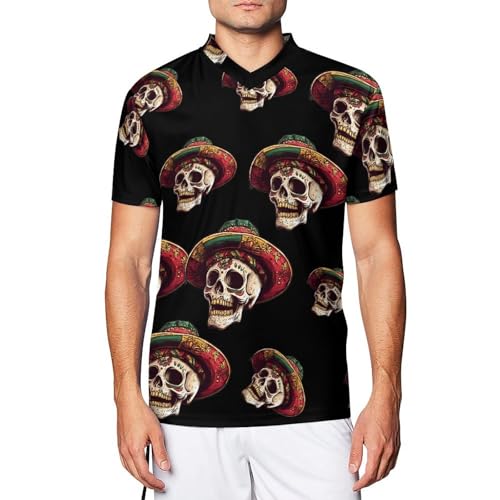 Camiseta deportiva para hombre de calavera mexicana: ropa tecnica para fitness Cinco de Mayo