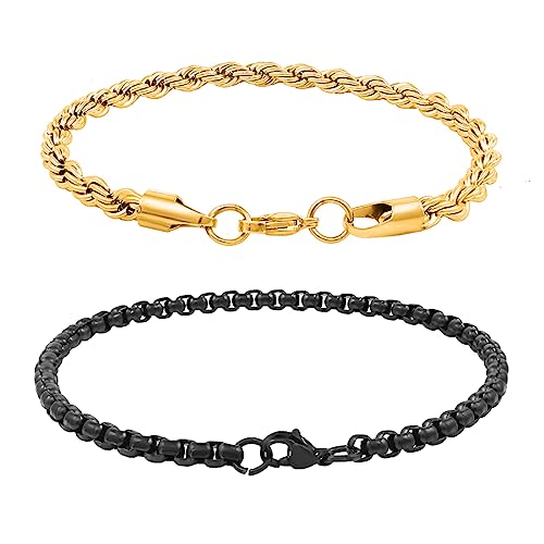 Nakabh Stainless Steel Chain Bracelet For Men & Women - 8 Inch, Hypoallergenic, Gift Box Ready - View #2