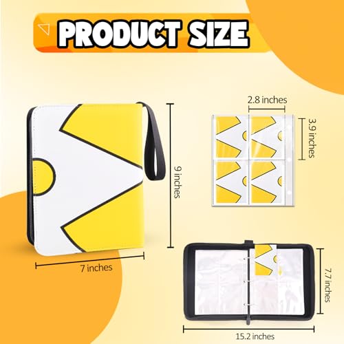 Collectible Trading Card Albums,Card Binder Fits 400 Cards with 50 Removable Sleeves,Display Game Card Case book Holder for TCG, Sports Card, Yellow