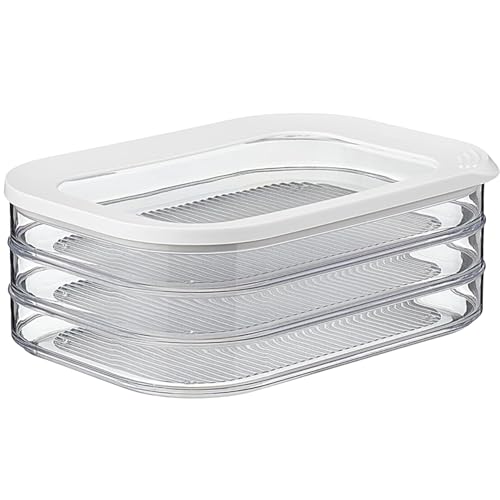 Áz ÁSZATOR Tupper Embutido Nevera 3 Niveles, Tupperware Organizador de Nevera Apilable 1650ml, Tapers Para Comida Hermético con Tapa, Porta Embutidos, Fiambre y Almacenamiento de Carne