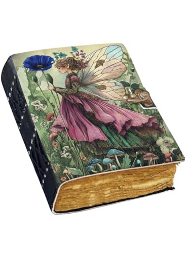 Handmade Colorful Fairy Leather Journal Floral Printed Diary with Vintage Deckle Edge Paper Antique Writing Journal for Men and Women Travel Diary for Notes Sketching Drawing and Gifting 5x7 inches