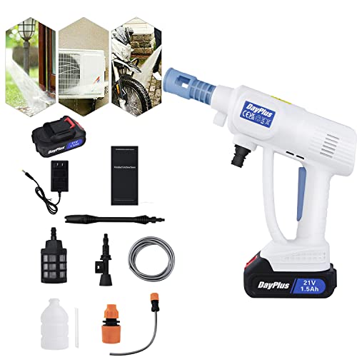 Kit de limpieza a presión de mano con batería de 21 V para lavado de coche, jardín, vallas, patio con boquillas 4 en 1, cargador, batería de 1,5 Ah Cover