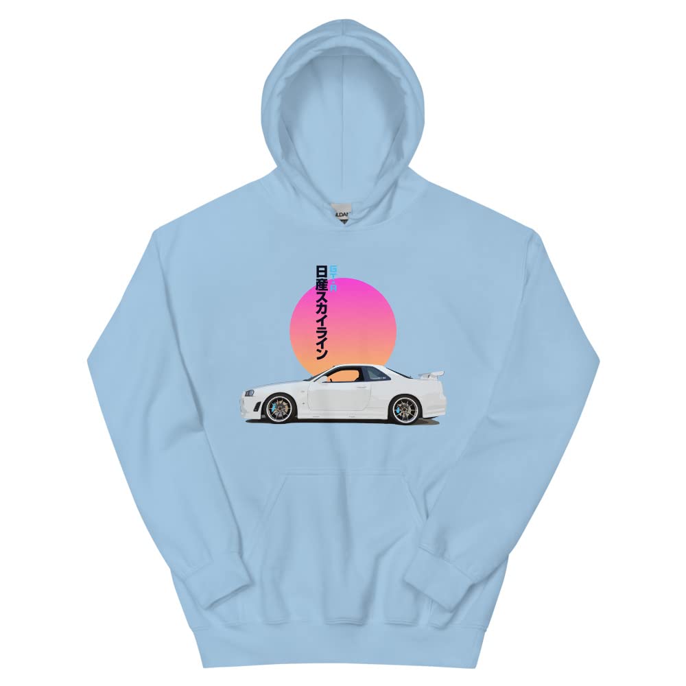 GTR R34 Skyline JDM Vaporwave Drift Street Racing Car Enthusiast męska bluza z kapturem