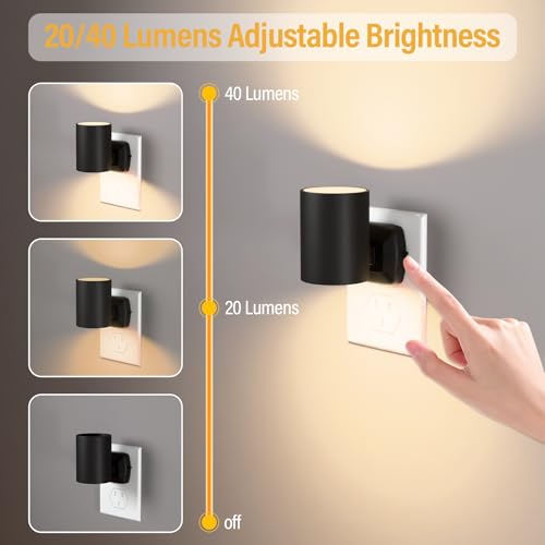 Image of Night Lights Plug into Wall: ETL Night Light Plug in - LED Dimmable Night Light Dusk to Dawn Light Sensor, Soft Warm 2700K, Adjustable Brightness, Wall Lights for Bedroom, Hallway, Stairs - 4 Pack