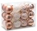 AUXO-FUN 2.36"/60mm shatterproof Christmas Ball Ornaments Tree Decoration Baubles Set of 24 Counts (Rose Gold & White)