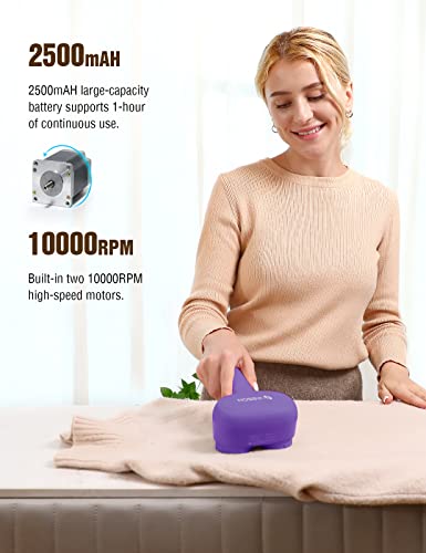Vasson Fabric Shaver, Electric Lint Remover, Rechargeable Lint Shaver, Sweater Shavers To Remove Pilling, Large Fuzz Remover For Clothes Couch Furniture (Purple) #TOP2