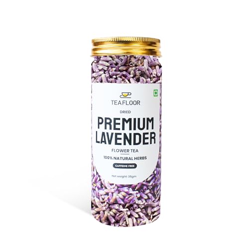 Image of TEAFLOOR - Dried Premium Lavender Flower Tea | Natural, Herbal ,Pure | Caffeine free| Sun Dried Flower Buds | From The Farms Of KASHMIR |Net Weight : 35 Gram (35 Cups)| Hot & Iced Tea, Flavored Syrups, Cocktails, Herbal Soap Making & Infusion