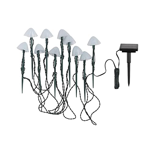 LUMI JARDIN 10 mini-champignons lumineux solaires à piquer balisage allée CHAMPY LED blanc chaud 3.8m