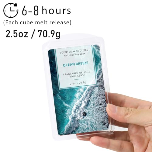 STRN Scented Wax Melts Wax Cubes Long Lasting Strong Scent, Soy Wax Cubes for Warmer Jelly Wax Melts Set, Ocean Breeze, Fresh Linen, Bohemia Forest, Summer Wind (4 x 2.5oz) - Image 6