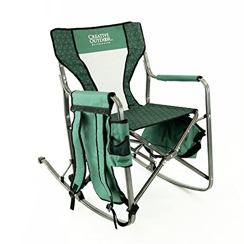 Creative Outdoor Collapsible Folding Rocking Director Chair | Folding Chair For Camping Picnic Beach Patio (Green) #TOP1