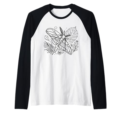 Comet Moth Line Art Insect Lover Raglan Baseball Tee