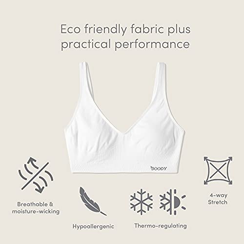 Boody Body Ecowear Women's Shaper Bra, Wireless, Light Support, Seamless Stretch, Soft Breathable, Bamboo Viscose, White, Medium #TOP4