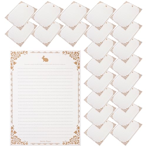 NUOLUX 50枚 復古文芸横罫便箋 書きやすい厚手クラフト紙 手紙 メッ ノート用 レトロデザイン文具 素朴で実用的な筆記用紙