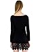 MiYang Women's Long Sleeve A-line Lace Stitching Trim Casual Dress L Black