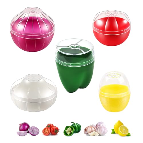 Magicaleast 5PCS Fruit and Vegetable Shaped Savers Storage Onion Tomato Lemon Green Pepper and...