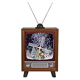 LED Lighted Musical Snowing Windmill TV Set Decoration - 21"
