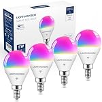 Lightinginside 4 Emballez des ampoules intelligentes, 5W 550LM E12 G16.5 Arc-en-ciel LED, WiFi Compatible avec Alexa / Google Assistant, 50W Équivalent, utilisation intérieure