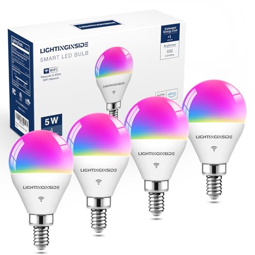 Lightinginside E12 Smart Light Bulbs 50W Equiv., G16.5 RGBCW Candelabra
