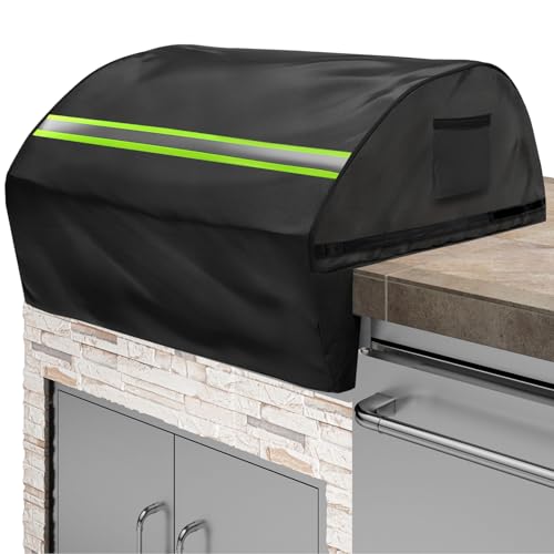 DearHoHo Built in Grill Cover for Blaze Premium LTE 32-Inch - Heavy Duty 600D Waterproof with Reflective Strips and Plush Lining Universal 4-Burner Gas Grill Protector Black