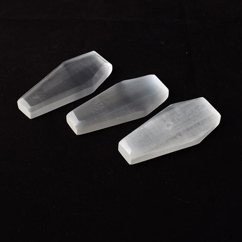 Miniatura 5 de AtkitS Piedra de selenita de cristal natural, tablón de ataúd, espécimen mineral, artesanías, artículos de la suerte, colección Feng Shui,