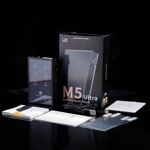 SHANLING M5 Ultra Protable Music Player,Pure Sound Audio Player,AK4191EQ+AK4499EX DAC, 768 kHz/32bit, DSD512,1100mW@32&Omega; Output,MTouch 4.0 OS,WiFi DLNA AirPlay,Bluetooth5.2,4.7-in Screen (Black)