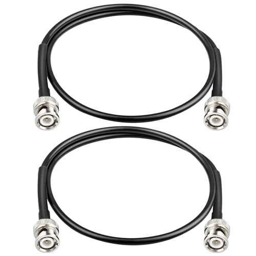 BNC Cable, 2Pcs 2FT RG58 50 Ohm BNC Male to Male Coaxial Cable with 2.2