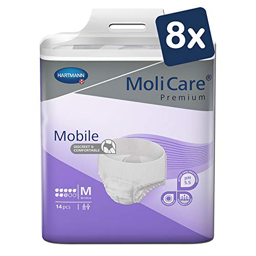 MoliCare Premium Mobile Einweghose: Diskrete Anwendung bei Inkontinenz für Frauen und Männer; 8 Tropfen, Gr. M (80-120 cm Hüftumfang), 8x14 Stück