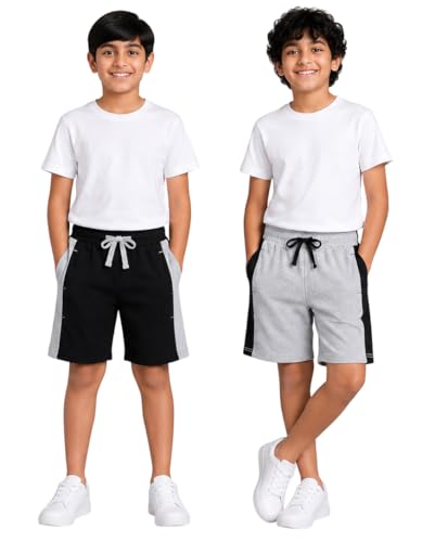 Image of Clotth Theory Boys Cotton Shorts Pack of 2 | Soft Breathable Fabric | Elastic Waist | Casual Wear Kids Comfortable Shorts