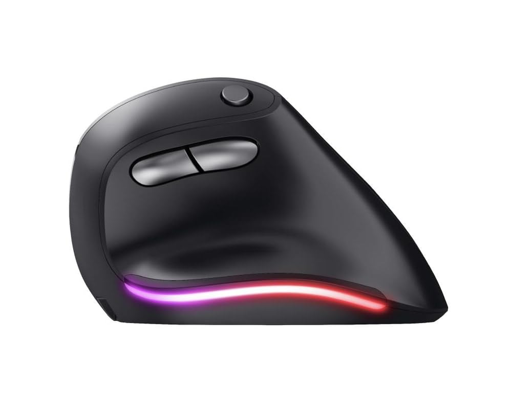 Trust Bayo Ratón Vertical Recargable con Diseño Sostenible, Reducir la Tensión en Muñecas y Brazos, 800-2400 dpi, 6 Botones, Ratón Inalámbrico Ergonómico para PC, Ordenador Portátil, Mac, Negro