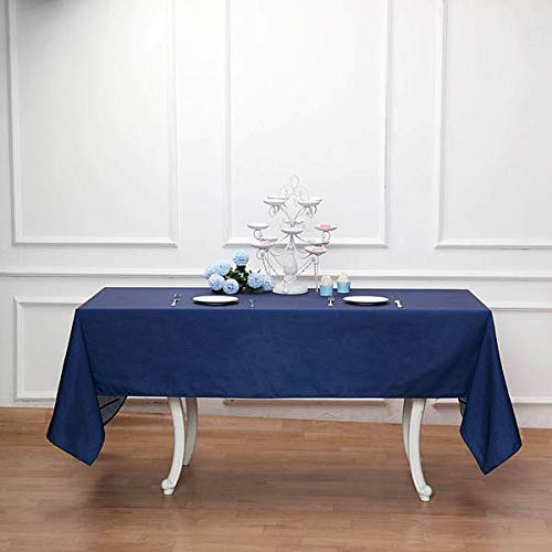 Weddings Venue Shop Dark Blue Faux Denim Polyester Rectangular Tablecloth - 60" X 102" | Pack Of 1 #TOP1