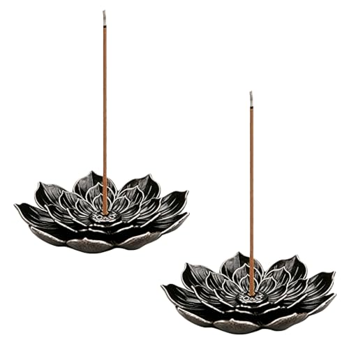 2 Pcs Lotus Incense Holder Brass Stick Holder Multi Hole Incense Stick Holders for Sticks Cone & Coil - Ideal for Home Office Yoga Room Meditation & Tea House