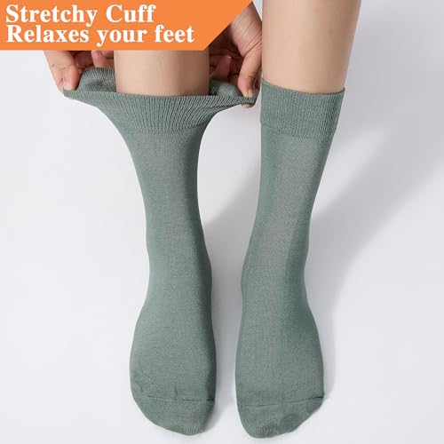 Image of ATBITER Women's Thin Cotton Crew Socks - Soft Above Ankle Bootie Casual Dress Socks 6-Pairs