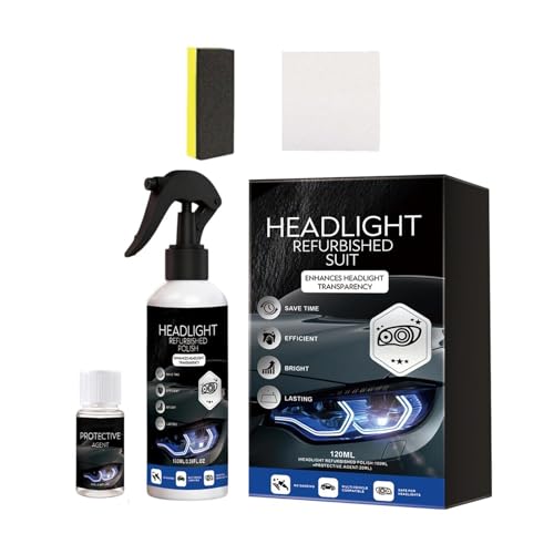 Kit restauración faros - Brillo vehículo | Limpiador profesional lentes faros y spray eliminador oxidación sedanes, camiones, SUV, vehículos recreativos, detalles automotrices, garaje doméstico