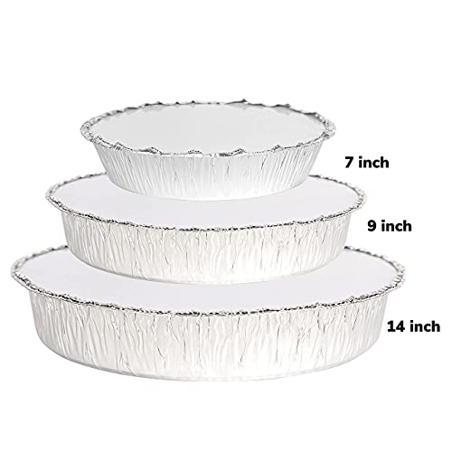 Party Bargains [40 Pack 7 Inch Round Heavy Duty Disposable Aluminum Pans With Board Lids. For Baking, Roasting. Bbq, Perfect In Kitchen, For Takeout Food, Catering, Picnic, Camping #TOP6