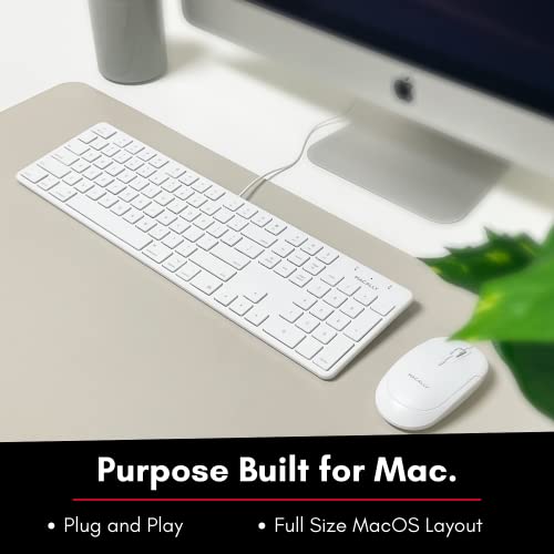 Macally Slim Usb Wired Keyboard For Mac And Windows Pc - Full Size 104 Key Layout & 16 Shortcut Keys - Scissor Keycaps For Smooth Typing - Mac Wired Keyboard With Numeric Keypad #TOP1