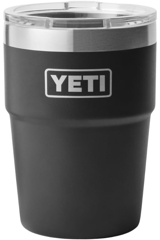 YETI Rambler Cup, Vacuum Insulated Stainless Steel Stackable Cup with Magslider Lid, Black, 16 oz (475 ml)
