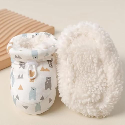 Warm Fur Baby Boots, Winter Snow Drawstring Anti-Slip Soft Sole Warm Booties (New Year blessing, 11cm/4.3in)4