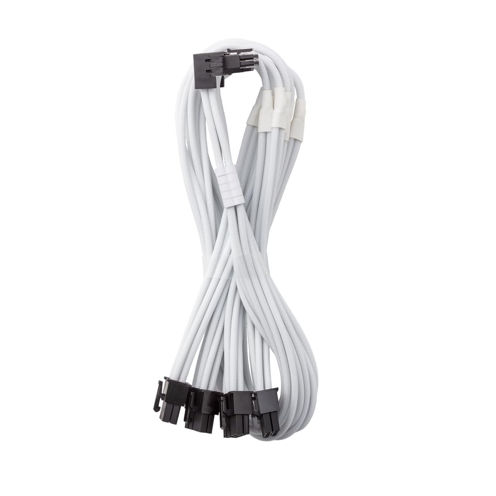 CableMod C-Series Pro ModMesh Sleeved 12VHPWR 90° StealthSense PCI-e Cable for Corsair - Variant A (White, 16-pin to Quad 8-pin, 60cm)