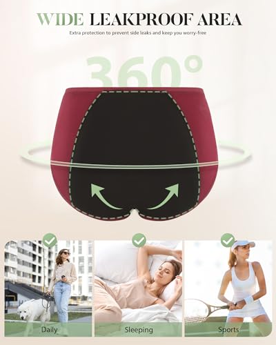 Image of TANSTC Period Underwear for Women Heavy Flow Leakproof Panties Soft Fit Teens High Waisted Menstrual Panties -3 Pack