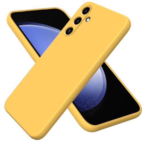 Coque Samsung S25 FE rigide silicone liquide jaune anti-choc et anti-rayure de qualité