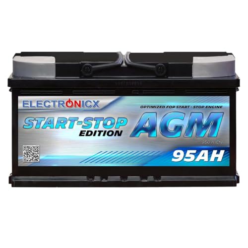 Electronix Batería AGM 95Ah 12V 950A – Batería de Gel Ciclo Profundo Sin Mantenimiento para Coche START-STOP, Barcos, Caravanas, Solares,...