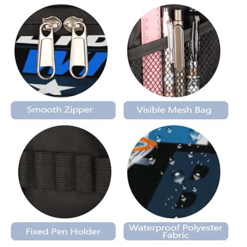 Image of Pardick Basketball Graffiti Big Capacity Pencil Case Pencil Pouch with Zipper, Pen Marker Stationery Bag Art Supply Storage Organizer Box Portable Stationery Storage Bag Pen Holder for Boys Girls