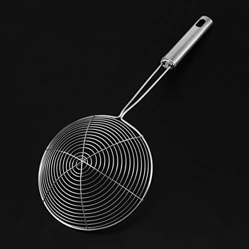 UPKOCH Espátula de aranha de arame de malha de aço inoxidável, concha escumadeira, colher para macar