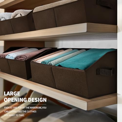 Image of Homsorout Clothes Organizers and Storage - Fabric Cube Bins with Handles, Storage Baskets for Shelves, Trapezoid Collapsible Boxes for Home, Dorm, Office, 10 Pack, Brown