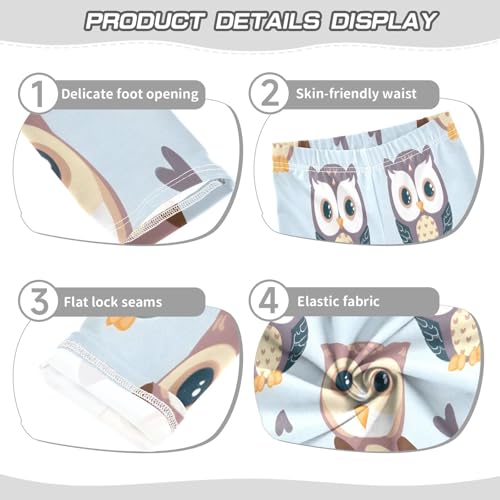 Toddler Girls Leggings Printed Yoga Pants Leggings Owl Blue Background for Kids3