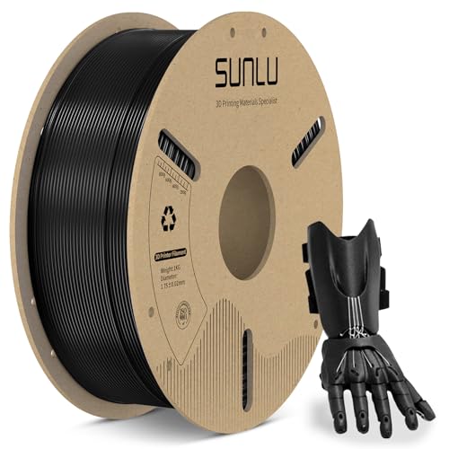 SUNLU ABS Filamento 1.75mm, Filamento para Impresora 3D 1.75mm ±0.02mm, Apto para la mayoría de Impresoras 3D FDM, Carrete de Cartón 1KG. (Negro)