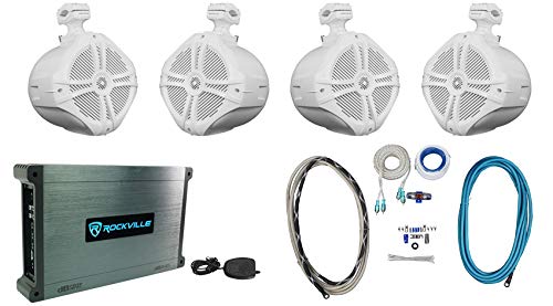 Rockville Bundle 4 Parlantes Marinos 8" 300W y Amplificador