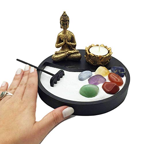 Combo Jardim Zen + Buda + Castiçal + Vela + Pedras dos Chakras